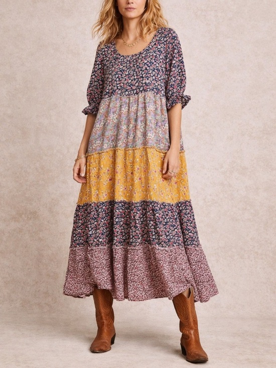 NATURAL LIFE Dresses & Skirts - Natural Life Collette Tiered Floral Maxi Dress Boho Cottagecore XL
